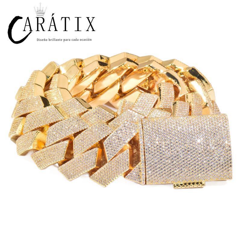 CARÁTIX 25mm/30mm Rhombus Cuban Link Chain Necklace – 5A+ CZ Iced Out Heavy Hip Hop Bling Jewelry for Men | Solid Rapper Gift - CaratixJewelry